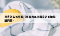 黑客怎么关隐私（黑客怎么隐藏自己的ip躲避网警）