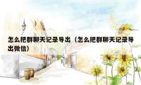 怎么把群聊天记录导出（怎么把群聊天记录导出微信）