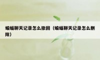 蝙蝠聊天记录怎么撤回（蝙蝠聊天记录怎么删除）