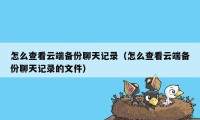 怎么查看云端备份聊天记录（怎么查看云端备份聊天记录的文件）