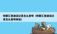 和聚汇查通话记录怎么查呀（和聚汇查通话记录怎么查呀微信）