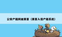 公安户籍网被黑客（黑客入侵户籍系统）