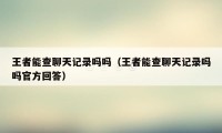 王者能查聊天记录吗吗（王者能查聊天记录吗吗官方回答）