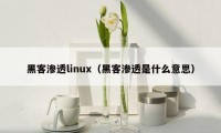 黑客渗透linux（黑客渗透是什么意思）