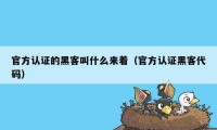 官方认证的黑客叫什么来着（官方认证黑客代码）