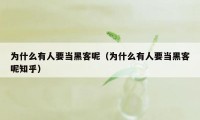 为什么有人要当黑客呢（为什么有人要当黑客呢知乎）