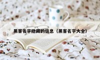 黑客名字隐藏的信息（黑客名字大全）