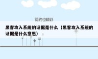 黑客攻入系统的证据是什么（黑客攻入系统的证据是什么意思）