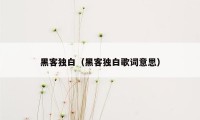 黑客独白（黑客独白歌词意思）