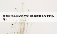 黑客在什么年纪时才学（黑客适合多少岁的人学）