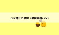 ccw是什么黑客（黑客网络csec）