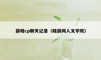 薛晓cp聊天记录（晓薛同人文学院）